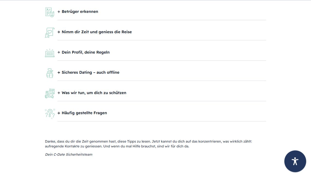 Sicherheitsseite von C-Date